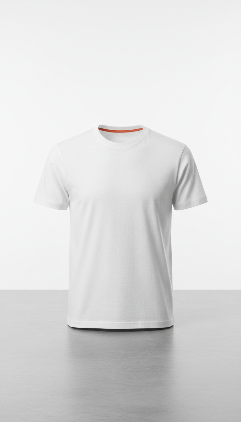 White Cotton Crewneck Custom Shirt
